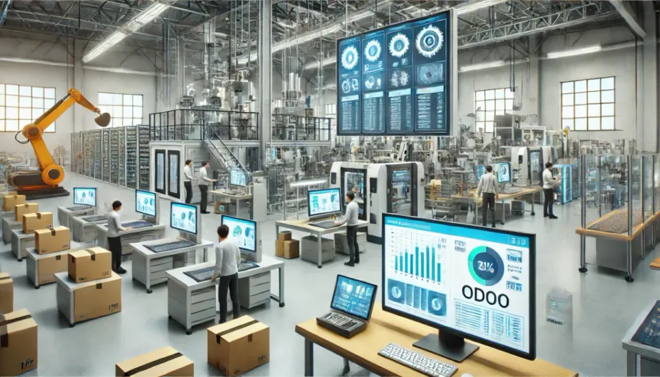 Manufacturing production floor managed with Odoo ERP