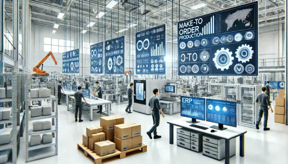 Make-to-order manufacturing production line coordinated through Odoo ERP